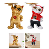 Maxbell Resin Cat Figure with Storage Tray for Home Bedroom Holiday Gifts Golden
