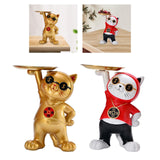 Maxbell Resin Cat Figure with Storage Tray for Home Bedroom Holiday Gifts Golden