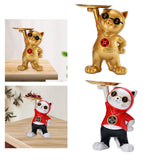 Maxbell Resin Cat Figure with Storage Tray for Home Bedroom Holiday Gifts Golden