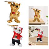 Maxbell Resin Cat Figure with Storage Tray for Home Bedroom Holiday Gifts Golden