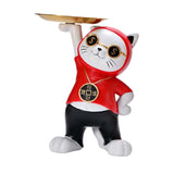 Maxbell Resin Cat Figure with Storage Tray for Home Bedroom Holiday Gifts Red