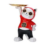 Maxbell Resin Cat Figure with Storage Tray for Home Bedroom Holiday Gifts Red