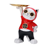Maxbell Resin Cat Figure with Storage Tray for Home Bedroom Holiday Gifts Red