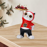 Maxbell Resin Cat Figure with Storage Tray for Home Bedroom Holiday Gifts Red