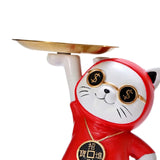 Maxbell Resin Cat Figure with Storage Tray for Home Bedroom Holiday Gifts Red