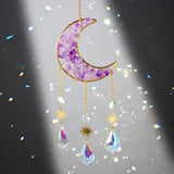Maxbell Crystal Wind Chime Moon Pendant Rainbow Maker for Garden Indoor Office