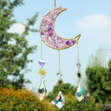Maxbell Crystal Wind Chime Moon Pendant Rainbow Maker for Garden Indoor Office