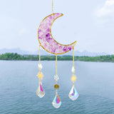 Maxbell Crystal Wind Chime Moon Pendant Rainbow Maker for Garden Indoor Office