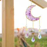 Maxbell Crystal Wind Chime Moon Pendant Rainbow Maker for Garden Indoor Office
