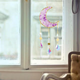 Maxbell Crystal Wind Chime Moon Pendant Rainbow Maker for Garden Indoor Office