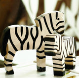 Maxbell Nordic Style Wooden Zebra Statues Wood Carving Hand Carved Craft for Decor
