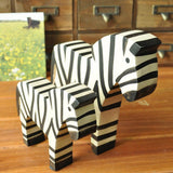 Maxbell Nordic Style Wooden Zebra Statues Wood Carving Hand Carved Craft for Decor