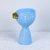 Maxbell Modern Flower Pot Planter Ornament Sculpture Desktop Vase for Hotel Office Blue