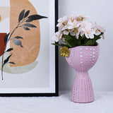 Maxbell Modern Flower Pot Planter Ornament Sculpture Desktop Vase for Hotel Office Pink