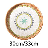 Maxbell Rattan Storage Tray Round Basket Serving Tray Home for Parties Dinner Snacks 30cm