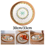 Maxbell Rattan Storage Tray Round Basket Serving Tray Home for Parties Dinner Snacks 30cm