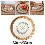 Maxbell Rattan Storage Tray Round Basket Serving Tray Home for Parties Dinner Snacks 30cm