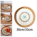 Maxbell Rattan Storage Tray Round Basket Serving Tray Home for Parties Dinner Snacks 30cm