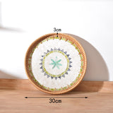 Maxbell Rattan Storage Tray Round Basket Serving Tray Home for Parties Dinner Snacks 30cm