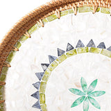 Maxbell Rattan Storage Tray Round Basket Serving Tray Home for Parties Dinner Snacks 33cm