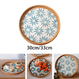Maxbell Boho Decorative Tray Parties Kitchen Organizer Handmade for Breakfast Drinks 30cmx3cm