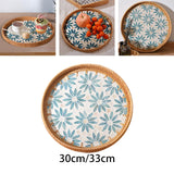 Maxbell Boho Decorative Tray Parties Kitchen Organizer Handmade for Breakfast Drinks 30cmx3cm