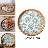 Maxbell Boho Decorative Tray Parties Kitchen Organizer Handmade for Breakfast Drinks 30cmx3cm