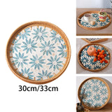 Maxbell Boho Decorative Tray Parties Kitchen Organizer Handmade for Breakfast Drinks 30cmx3cm