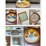 Maxbell Boho Decorative Tray Parties Kitchen Organizer Handmade for Breakfast Drinks 30cmx3cm