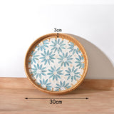 Maxbell Boho Decorative Tray Parties Kitchen Organizer Handmade for Breakfast Drinks 30cmx3cm
