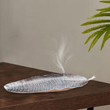 Maxbell Modern Incense Burner Metal Leaf Ash Catcher Tray for Meditation Home Decor Red Copper