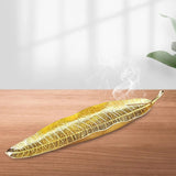 Maxbell Modern Incense Burner Metal Leaf Ash Catcher Tray for Meditation Home Decor Gold