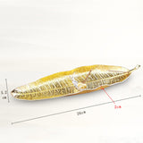 Maxbell Modern Incense Burner Metal Leaf Ash Catcher Tray for Meditation Home Decor Gold