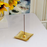 Maxbell Luxury Incense Holder for Sticks Ash Catcher Square for Office Teahouse Home Gold