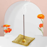 Maxbell Luxury Incense Holder for Sticks Ash Catcher Square for Office Teahouse Home Gold