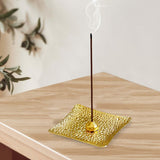 Maxbell Luxury Incense Holder for Sticks Ash Catcher Square for Office Teahouse Home Gold