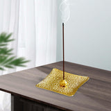 Maxbell Luxury Incense Holder for Sticks Ash Catcher Square for Office Teahouse Home Gold