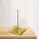 Maxbell Luxury Incense Holder for Sticks Ash Catcher Square for Office Teahouse Home Gold
