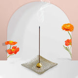 Maxbell Luxury Incense Holder for Sticks Ash Catcher Square for Office Teahouse Home Silver