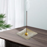 Maxbell Luxury Incense Holder for Sticks Ash Catcher Square for Office Teahouse Home Silver