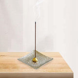 Maxbell Luxury Incense Holder for Sticks Ash Catcher Square for Office Teahouse Home Silver