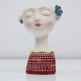 Maxbell Flower Vase Planters Flowerpot Bud Holder Living Room Human Head Statues Red