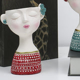 Maxbell Flower Vase Planters Flowerpot Bud Holder Living Room Human Head Statues Red