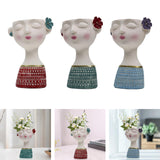 Maxbell Flower Vase Planters Flowerpot Bud Holder Living Room Human Head Statues Red