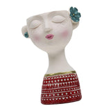 Maxbell Flower Vase Planters Flowerpot Bud Holder Living Room Human Head Statues Red