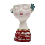 Maxbell Flower Vase Planters Flowerpot Bud Holder Living Room Human Head Statues Red