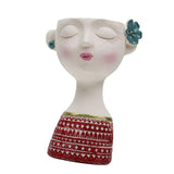 Maxbell Flower Vase Planters Flowerpot Bud Holder Living Room Human Head Statues Red