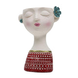 Maxbell Flower Vase Planters Flowerpot Bud Holder Living Room Human Head Statues Red