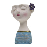 Maxbell Flower Vase Planters Flowerpot Bud Holder Living Room Human Head Statues Blue