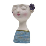 Maxbell Flower Vase Planters Flowerpot Bud Holder Living Room Human Head Statues Blue